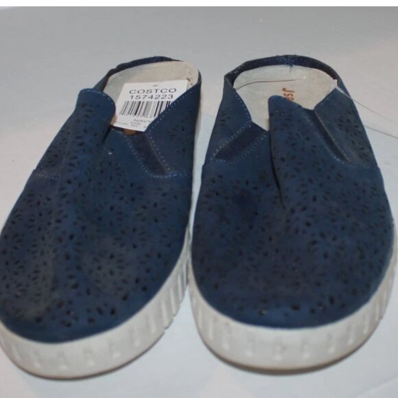 J Sport Floral Navy Blue Shoes Mules Slip On Shoes Flats Canvas 9 M Comfort - Picture 1 of 5